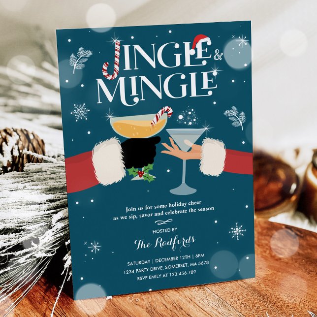 Jingle And Mingle Christmas Holiday Cocktail Party Invitation (Creator Uploaded)