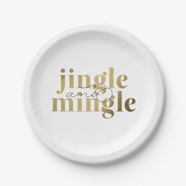 Jingle and Mingle Christmas Holiday Party Paper Plate (Front)