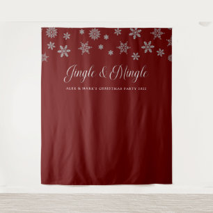 Jingle and Mingle Christmas Party Backdrop Tapestry