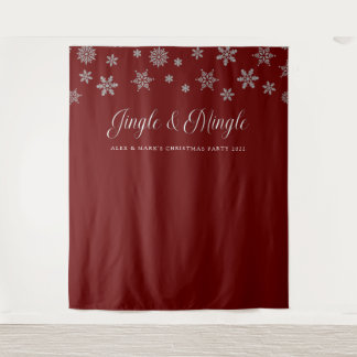 Jingle and Mingle Christmas Party Backdrop Tapestry