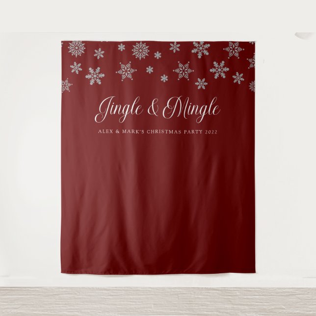 Jingle and Mingle Christmas Party Backdrop Tapestry (Front)