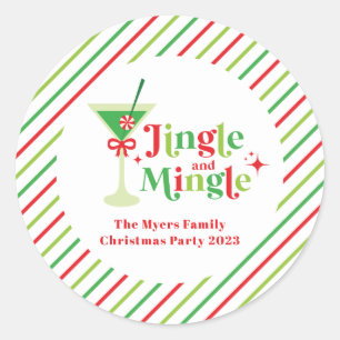 Jingle and Mingle Christmas Party Classic Round Sticker