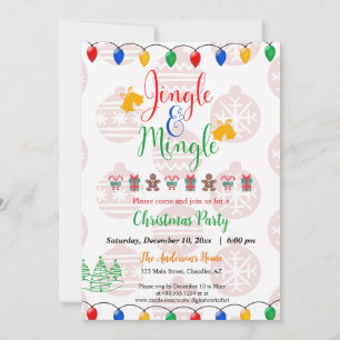 Jingle and Mingle Christmas Party Green Invitation