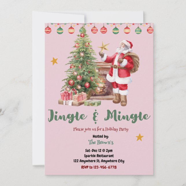 Jingle And Mingle Christmas Party Invitation (Front)