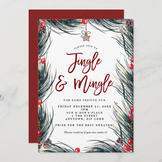 jingle and mingle christmas party invitation (Front/Back)