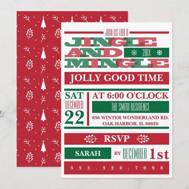Jingle And Mingle Christmas Party Invitation (Front/Back)