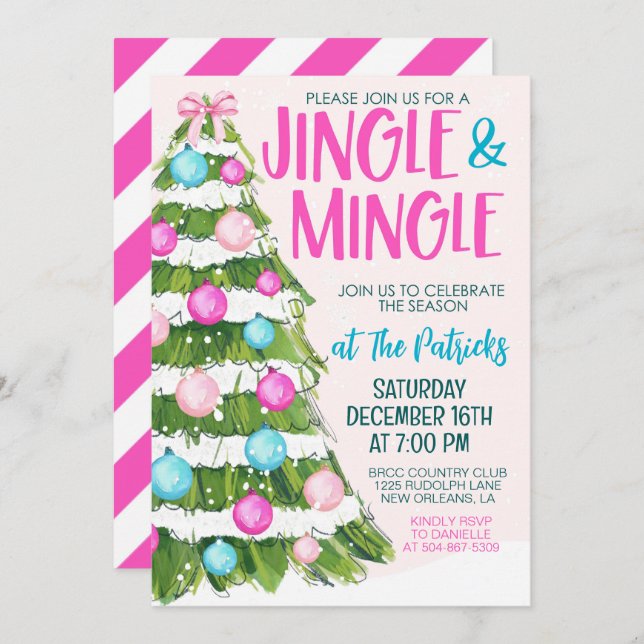Jingle and Mingle Christmas Party Invitation (Front/Back)