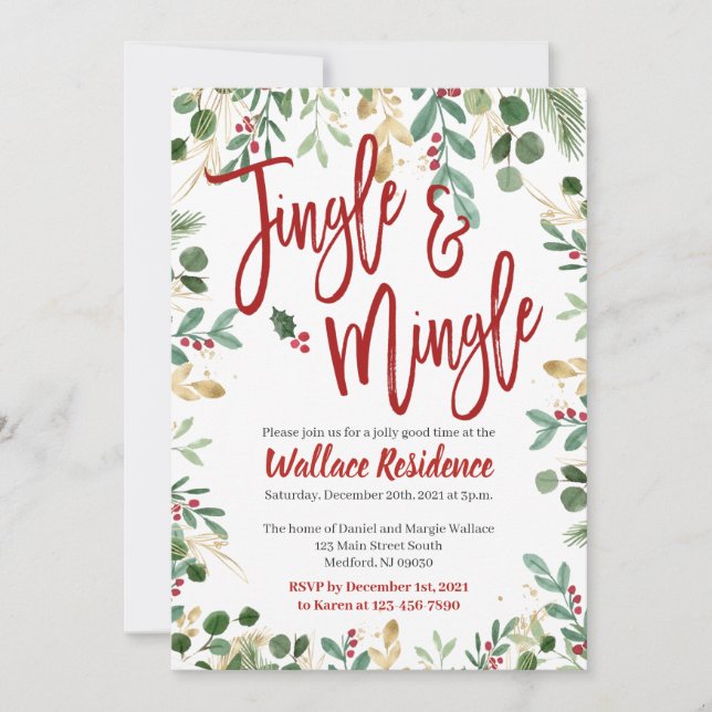 Jingle and Mingle Christmas Party Invitations (Front)