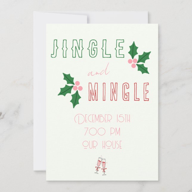 Jingle and Mingle Christmas Party Invite  (Front)