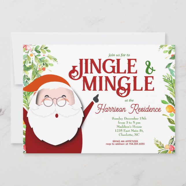 Jingle and Mingle Christmas Party Invite (Front)