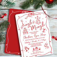 Jingle and Mingle Christmas Red Hand Drawn Doodles