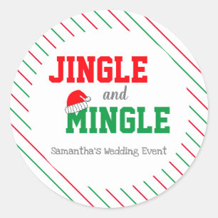 Jingle and Mingle Christmas Wedding Event Classic Round Sticker