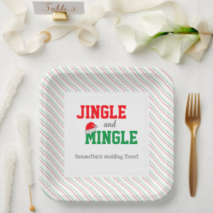 Jingle and Mingle Christmas Wedding Event Paper Plate