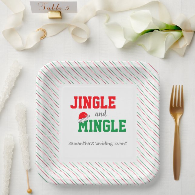Jingle and Mingle Christmas Wedding Event Paper Plate (Wedding)