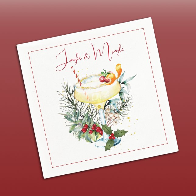 Jingle and Mingle Cocktail Holiday Party  Napkin (Creator Uploaded)