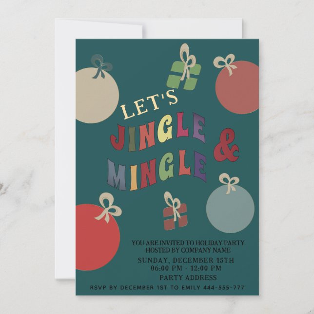 Jingle and Mingle colourful ornaments  Holiday  Invitation (Front)