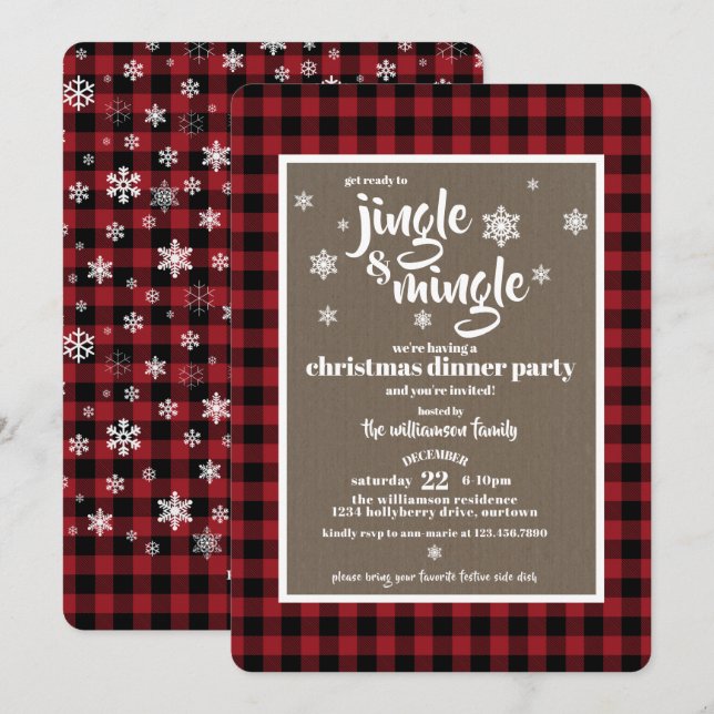 Jingle and Mingle Festive Christmas Party Invitation (Front/Back)