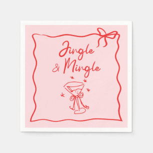 Jingle and Mingle Handdrawn Christmas Party Napkin