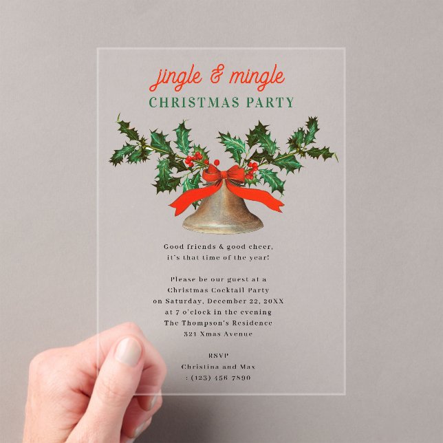 Jingle and Mingle Holiday Christmas Party Acrylic Invitations (Insitu (Handheld))