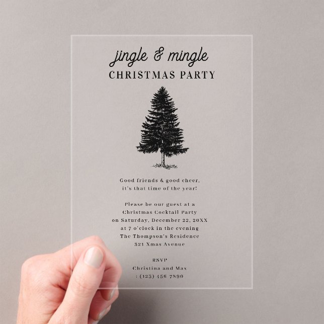 Jingle and Mingle Holiday Christmas Party Acrylic Invitations (Insitu (Handheld))