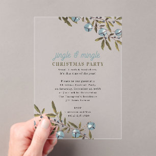 Jingle and Mingle Holiday Christmas Party Acrylic Invitations