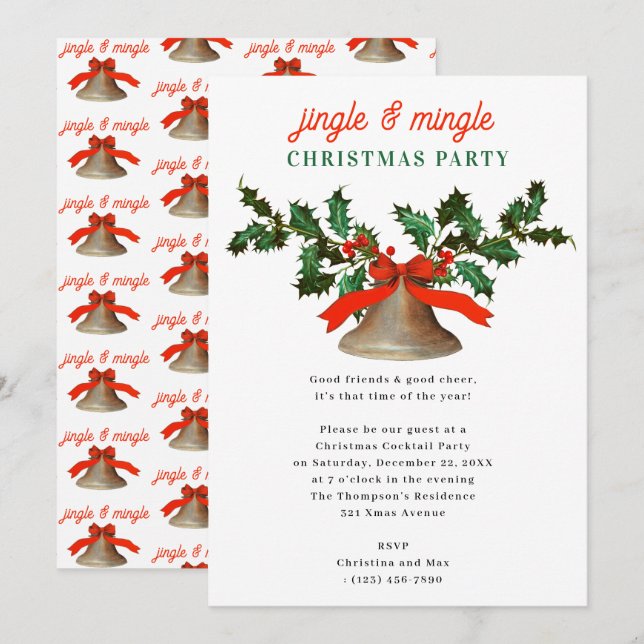 Jingle and Mingle Holiday Christmas Party Invitation (Front/Back)