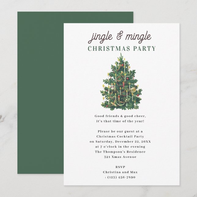 Jingle and Mingle Holiday Christmas Party Invitation (Front/Back)