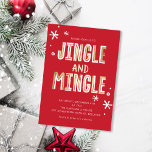 Jingle and Mingle Holiday Christmas Party Invitation<br><div class="desc">This whimsical holiday party invitation features a hand drawn look with stars and confetti,  along with gold faux foil accents. It's the perfect start to a holiday party or Christmas party.</div>