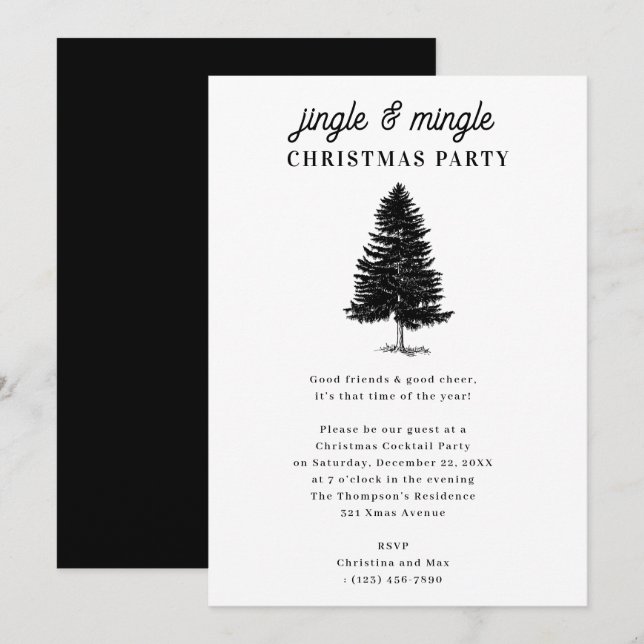 Jingle and Mingle Holiday Christmas Party Invitation (Front/Back)