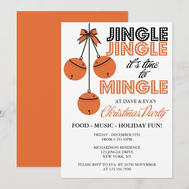 Jingle and Mingle Holiday/Christmas Party Invitation (Front/Back)