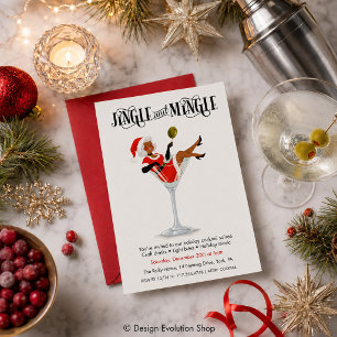 Jingle and Mingle Holiday Cocktail Martini Invitation