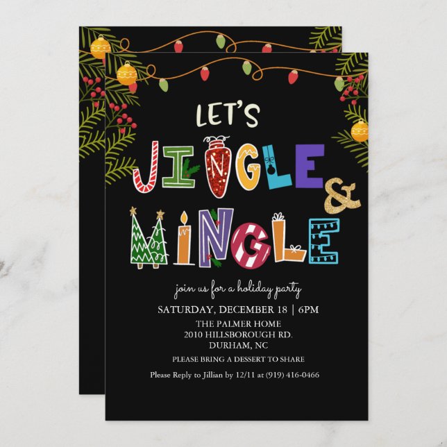 Jingle and Mingle Holiday Invitation (Front/Back)