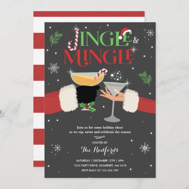 Jingle And Mingle Invite Holiday Cocktail Party (Front/Back)