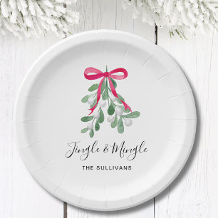 Jingle And MIngle Mistletoe Christmas Paper Plate