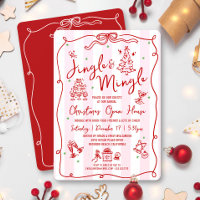 Jingle and Mingle Red Hand Drawn Doodles Christmas