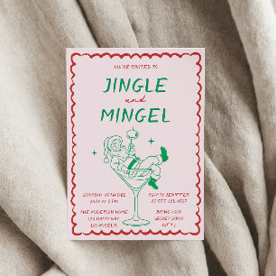 Jingle and Mingle Retro Christmas Cocktail Party Invitation