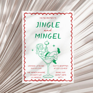 Jingle and Mingle Retro Christmas Cocktail Party Invitation