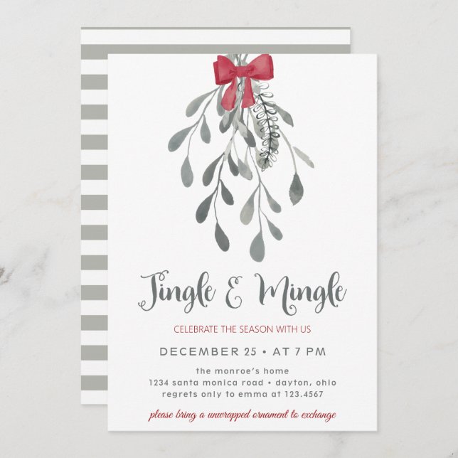Jingle and Mingle under the mistletoe Holiday Invitation (Front/Back)