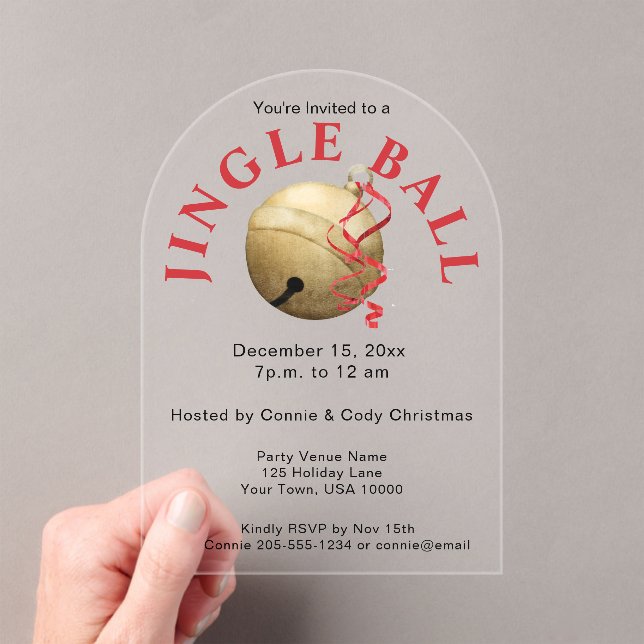 JINGLE BALL, ELEGANT ACRYLIC HOLIDAY INVITATION (Insitu (Handheld))