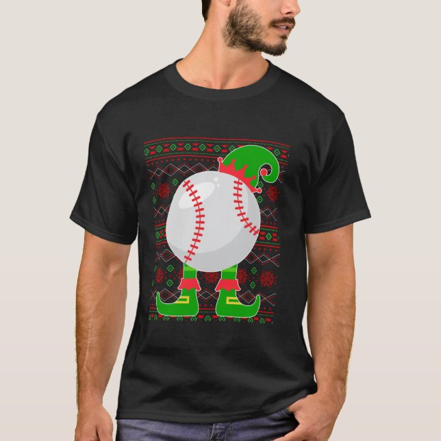 Jingle Ballers Christmas BaseBall Xmas Elf Squad H T-Shirt (Front)