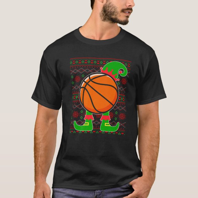 Jingle Ballers Christmas Basket Ball Xmas Elf Squa T-Shirt (Front)