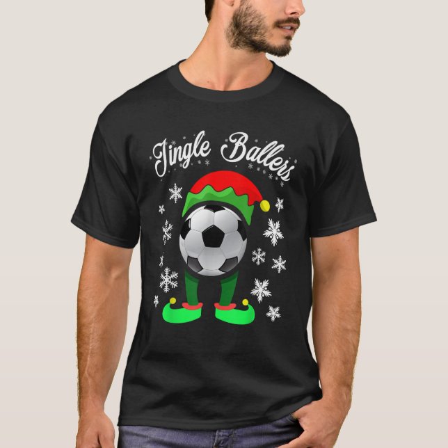 Jingle Ballers Christmas Soccer Football Elf  T-Shirt (Front)