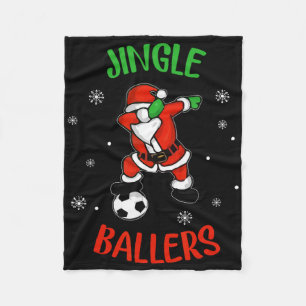 Jingle Ballers Christmas Soccer Santa Football Fleece Blanket