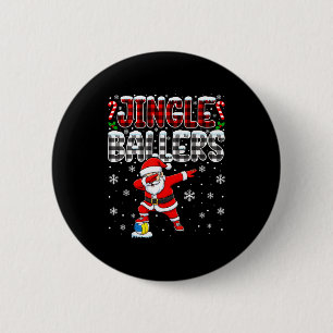 Jingle Ballers Plaid Santa Dabbing Volleyball Chri 6 Cm Round Badge