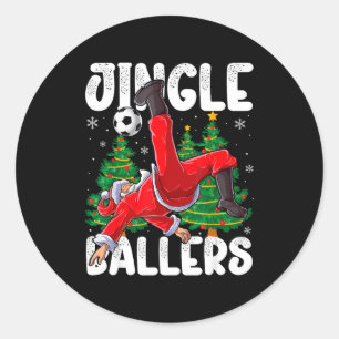 Jingle Ballers Santa Football Christmas Soccer Pla Classic Round Sticker