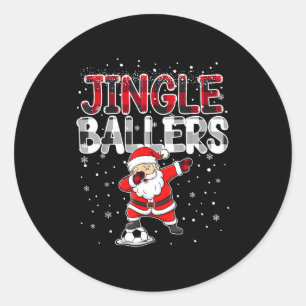 Jingle Ballers Santa Football Christmas Soccer Pla Classic Round Sticker
