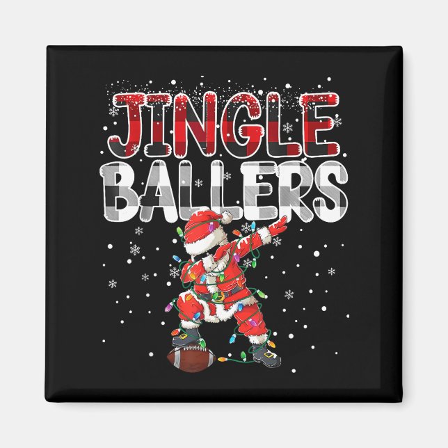 Jingle Ballers Santa Football Christmas Soccer Pla Magnet (Front)