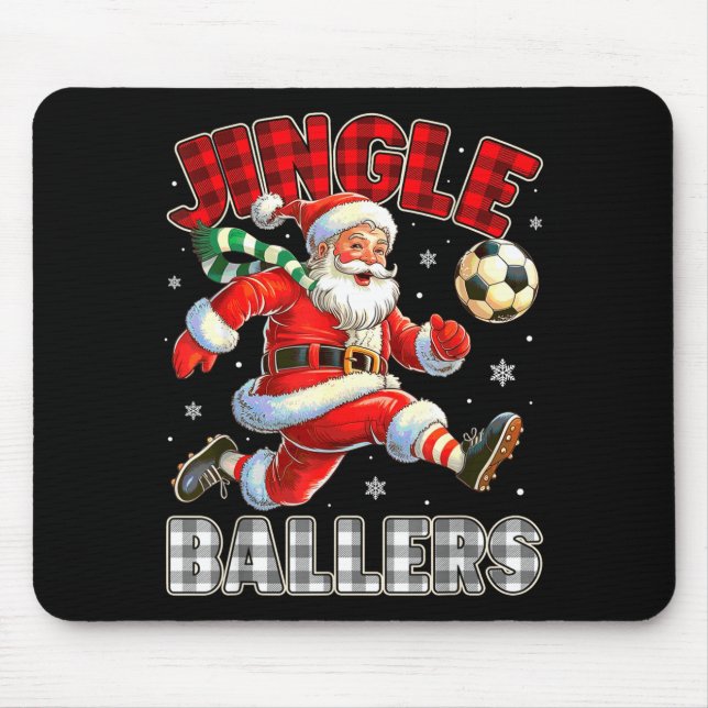 Jingle Ballers Santa Football Christmas Soccer Pla Mouse Mat (Front)