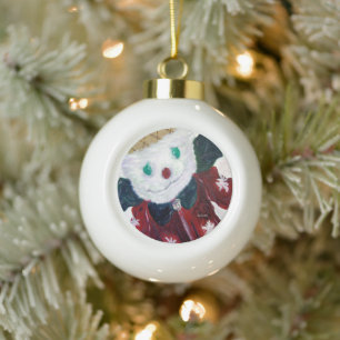 Jingle Bear Ceramic Ball Christmas Ornament