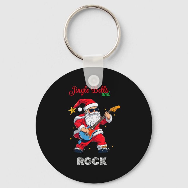 Jingle Bell And Rock Christmas Santa Rolling Playi Key Ring (Front)